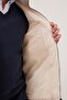 Men's Regular Fit Classic Cut Zip-Up Double Pocket Warm Stand-Up Collar Jacket in Beige - 3
