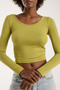Women's Drawstring Detailed Long Sleeve Green Viscose Blouse - 4