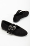 Black Suede Women's Round Shape Ballerinas - 5