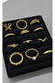 11-Piece Ring and Knuckle Ring Set with Pearls Gold Color - 2