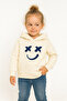 Children's Hooded Sweatshirt – Cream Color, Red Smile Print, Comfortable and Fun Design - 2