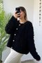 Crew Neck Knitwear Black Fringed Knitwear - 2