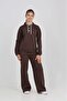 Girl's Collar Snap Fastener Tracksuit Set