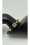 Special Series Steel Green Stone Detail Handcuff Bracelet - Gold - 2