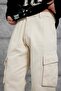 Men's Jean Trousers W11 Gabardine Fabric Panloton Cream Baggy Cargo Pockets Loose Fit - 4