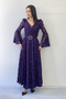 Women's Double Breasted Collar Belt Detailed Lace Long Sleeve Midi Dress Black, Cobalt Blue, Purple, Plum, White, Burgundy - 6