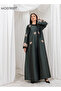 Victoria Satin Embroidery Abaya - 2
