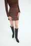 Women's Faux Suede Skirt with Pocket Detail - 3