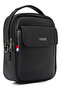 Men's black long strap leather handbag - 2