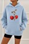 Blue Cherry Printed Hooded Kangaroo Pocket Sweatshirt Hodie