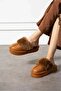 Women's Fur Inside, Detachable and Washable, Thick Eva Sole, Non-Leather, Waterproof Daily Slippers Taba