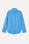 Women's Blue Striped Long Sleeve Shirt with Pockets - 4