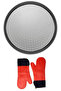 Medium Size Perforated Pizza Tray Lahmacun Pita Tray 32 Cm And Red Silicone Fireproof Oven Gloves - 5