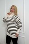 Women's Plus Size Striped Collar Zippered Knitwear Blouse - 4