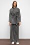 Wide Leg Trousers Denim Two-Piece Set Anthracite 9379-Tk - 4