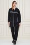Women's Cotton Full Zip Hooded Long Tunic Tracksuit Set Black 5556-S - 3