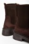 Women's Thick Sole Brown Suede Elastic Side Band Casual Boots - 3