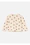 Baby Girl Printed Long Sleeve T-Shirt Beige 2077 - 3