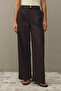 Relaxed Fit Palazzo Denim Pants Brown - 4