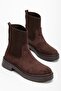Women's Thick Sole Brown Suede Elastic Side Band Casual Boots