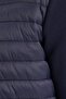 Men's relaxed fit comfortable cut quilted sleeves knit double pocket warm navy blue jacket - 6