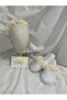 3-Piece Maternity Set - Laser Floral Slippers with Stones and Feathers + Crown + Bandana - 3