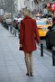 Women's Red Cashmere Coat Single Button Pocket Stylish Casual Outerwear - 7