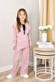Girl's Ribbed Tracksuit Set with Zippered Cardigan, Sweatshirt and Pants 3-Piece Set – Powder - 3