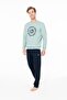 18940 Men's Mint Round Neck Long Sleeve Pajama Set - 2