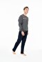 18925 Men's Anthracite Melange Round Neck Long Sleeve Pajama Set - 3