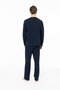 18945 Men's Navy Blue Round Neck Long Sleeve Pajama Set - 4