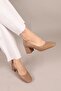 Pumps Block Heeled Shoes with Snake Texture on the Back Vi̇zon - 5