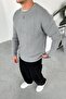 Gray Knitted Pattern Relaxed Knitwear Sweater - 2