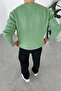 Green Knitted Pattern Relaxed Knitwear Sweater - 3
