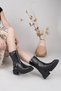 Tatum Model Genuine Leather Black Thick Sole Side Zipper Trok Detail Daily Women's Boots - 2