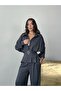 ANTHRACITE MODAL PLEATED BELTED JACKET SET - 2
