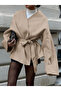 Tie-Detail Relaxed Fit Melton Cardigan/Jacket - 3