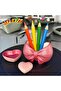 Pink Pen Holder and Heart Plate Set – Handmade Stylish Organizer |   Decorative Desk Organizer - 4