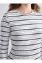 Lcwaikiki basic gray striped crew neck women's t-shirt - 2