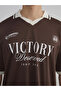 Xside Brown Polo Neck Printed Men's T-Shirt - 2