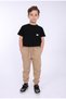 Children's Tan School Pants with Elastic Waist, Seasonal Unisex Boys & Girls Comfortable Casual Trousers