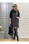 Women's Long Sleeve Hood and Leather Detail Above Knee Dress - 5