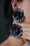 Polymer Clay Black Flower Earrings, Big Flower Rose Earrings, Autumn Winter Accessory, Special Design Gift - 3