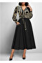   Women's Long Sleeve Double Breasted Collar Plunging Crepe Midi Dress - 3