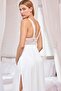 Women'S, Low-Cut Satin with Lace and Slits on the Chest and Back, White Nightgown - 6