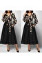   Women's Long Sleeve Double Breasted Collar Plunging Crepe Midi Dress - 2
