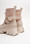 Women's Lace-Up Design Sole Flexible Boots Karel Beige - 3