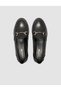 100% Genuine Leather Black Women's Casual Shoes with Buckle Detail - 2