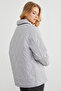 Water Wave Patterned Quilted Oversized Buttoned Coat - 6