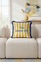 Mediterranean Coastal Luxury Fringed Pillowcase-Striped Blue Yellow Modern Navy Blue Tassel Throw Pillow Cover
